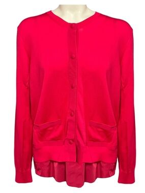 Moncler Fuchsia Pink Maglia Tricot Cardigan Sweater